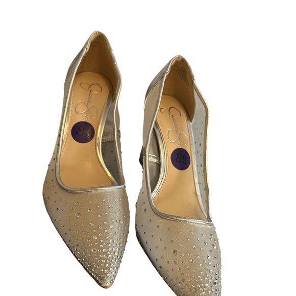 NWOB Jessica Simpson Silver Pylise Rhinestone Embellished Pointed Toe Size 8.5 - Picture 3 of 5